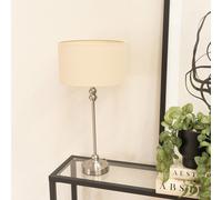 Maggie Brushed Chrome Candlestick Slim Table Lamp with Fabric Drum Lamp Shade ValueLights Natural One Size