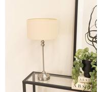 Maggie Brushed Chrome Candlestick Slim Table Lamp with Fabric Drum Lamp Shade ValueLights Natural One Size