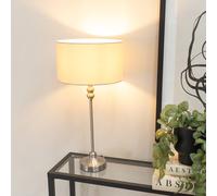 Maggie Brushed Chrome Candlestick Table Lamp with Fabric Drum Shade and LED Bulb ValueLights Natural One Size