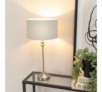 Maggie Brushed Chrome Candlestick Table Lamp with Fabric Drum Shade and LED Bulb ValueLights Grey One Size