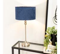 Maggie Brushed Chrome Candlestick Table Lamp with Velvet Drum Shade and LED Bulb ValueLights Navy One Size