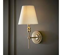 ValueLights | Maggie Brushed Chrome Candlestick Wall Light with Linen Shade and Bulb | Wall Lights, Home Décor & Improvement Essential