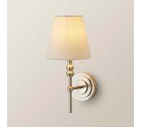 Maggie Candlestick Style Wall Light with Linen Tapered Lamp Shade ValueLights Silver One Size