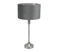 ValueLights | Maggie Brushed Chrome Metal Candlestick Table Lamp with Grey Velvet & Chrome Shade & Warm White Bulb | Table Lamps, Home Décor & Improvement Essential