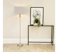 ValueLights | Brushed Chrome Metal Candlestick Floor Lamp with Grey Fabric Drum Shade Living Room Light | Floor Lamps, Home Décor & Improvement Essential