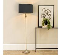 Maggie Brushed Chrome Silver Candlestick Floor Lamp with Fabric Lamp Shade ValueLights Grey One Size