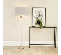 ValueLights Maggie Black Velvet Chrome Candlestick Floor Lamp