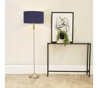 Valuelights Maggie Brushed Chrome Silver Floor Lamp With Fabric Lamp Shade In Navy Navy