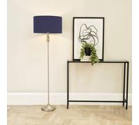 ValueLights Maggie Brushed Chrome Silver Floor Lamp with Fabric Lamp Shade in Navy ValueLights Navy