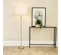 ValueLights | Brushed Chrome Metal Candlestick Floor Lamp with White Fabric Drum Shade Living Room Light | Floor Lamps, Home Décor & Improvement Essential