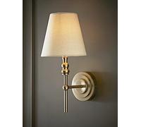 Valuelights Maggie Brushed Chrome Wall Lamp With Linen Tapered Lamp Shade Chrome