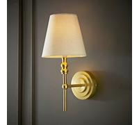 ValueLights Maggie Candlestick Style Wall Light with Linen Tapered Lamp Shade in Gold ValueLights Gold
