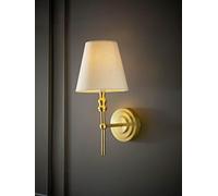 Valuelights Maggie Brushed Gold Wall Lamp With Linen Tapered Lamp Shade Gold