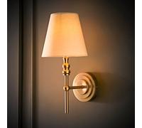 Valuelights Maggie Candlestick Wall Light With Linen Tapered Lamp Shade With Bulb In Silver Silver