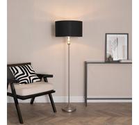 Valuelights Maggie Chrome Candlestick Floor Lamp With Black With Chrome Inner Lamp Shade