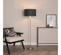 ValueLights | Maggie Brushed Chrome Metal Candlestick Floor Lamp with Charcoal & Chrome Shade & White Bulb | Floor Lamps, Home Décor & Improvement Essential