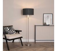 Maggie Chrome Candlestick Floor Lamp with Fabric with Chrome Inner Lamp Shade ValueLights Charcoal One Size