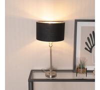 Maggie Chrome Candlestick Table Lamp & Fabric Drum with Chrome Inner Lamp Shade ValueLights Black One Size