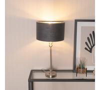Valuelights Maggie Chrome Candlestick Table Lamp With Charcoal And Chrome Inner Lamp Shade And Led Bulb