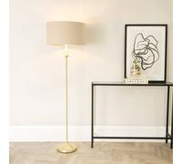 ValueLights | Gold Metal Candlestick Floor Lamp with Beige/Gold Drum Shade Living Room Light | Floor Lamps, Home Décor & Improvement Essential | Included LED Bulb
