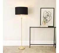 Maggie Gold Candlestick Floor Lamp with Black and Metallic Gold Shade and Bulb ValueLights Black One Size