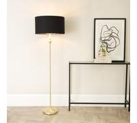 ValueLights Maggie Gold Candlestick Floor Lamp with Black & Metallic Gold Shade & Bulb ValueLights Black