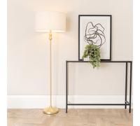 ValueLights | Gold Metal Candlestick Floor Lamp with Cream Boucle Shade Living Room Light | Floor Lamps, Home Décor & Improvement Essential | Included LED Bulb
