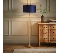 Valuelights Maggie Gold Candlestick Floor Lamp With Navy Blue Velvet Lamp Shade