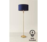 Valuelights Maggie Gold Candlestick Floor Lamp With Navy Blue Velvet Lamp Shade And Led Bulb