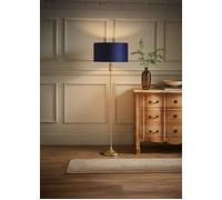 ValueLights | Gold Metal Candlestick Floor Lamp with Navy Blue Velvet Drum Shade Living Room Light | Floor Lamps, Home Décor & Improvement Essential | Included LED Bulb