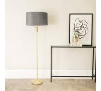 Maggie Gold Candlestick Floor Lamp with Velvet Lamp Shade ValueLights Grey One Size