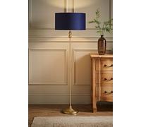 ValueLights Maggie Gold Candlestick Floor Lamp with Velvet Lamp Shade in Navy ValueLights Navy