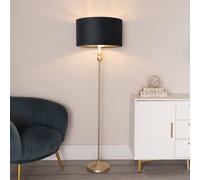 Maggie Gold Candlestick Floor Lamp with Velvet with Gold Inner Lamp Shade & Bulb ValueLights Black One Size