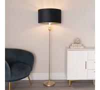 ValueLights Maggie Gold Floor Lamp with Black Velvet and Gold Shade