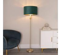 Valuelights Maggie Gold Candlestick Floor Lamp With Velvet With Gold Inner Lamp Shade In Bottle Green Bottle Green One Size