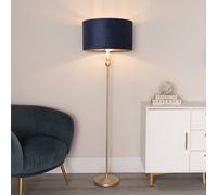 Valuelights Maggie Gold Candlestick Floor Lamp With Velvet With Gold Inner Lamp Shade In Dark Navy Dark Navy One Size