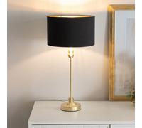 Valuelights Maggie Gold Candlestick Table Lamp With Black With Gold Inner Lamp Shade And Led Bulb
