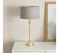 ValueLights | Maggie Gold Metal Candlestick Table Lamp with Grey & Gold Inner Shade | Table Lamps, Home Décor & Improvement Essential
