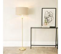 Valuelights Maggie Gold Metal Candlestick Floor Lamp With Beige And Metallic Gold Lamp Shade