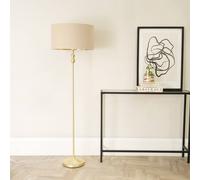 Maggie Gold Metal Candlestick Floor Lamp with Beige and Metallic Gold Shade ValueLights Beige One Size