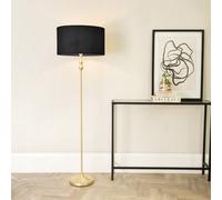 Valuelights Maggie Gold Metal Candlestick Floor Lamp With Black Fabric Lamp Shade And Led Bulb