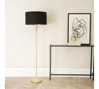 ValueLights Maggie Gold Metal Candlestick Floor Lamp with Black & Metallic Gold Shade ValueLights Black