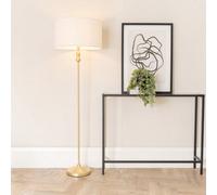 Valuelights Maggie Gold Metal Candlestick Floor Lamp With Cream Boucle Lamp Shade And Led Bulb