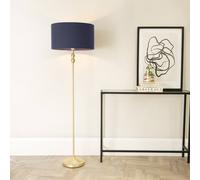 Maggie Gold Metal Candlestick Floor Lamp with Fabric Lamp Shade and LED Bulb ValueLights Navy One Size