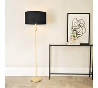 Valuelights Maggie Gold Metal Candlestick Floor Lamp With Black Fabric Lamp Shade