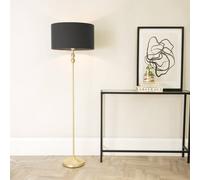 ValueLights Maggie Gold Candlestick Floor Lamp & Charcoal Lamp Shade