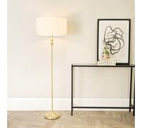 ValueLights Maggie Gold Candlestick Floor Lamp with White Lamp Shade