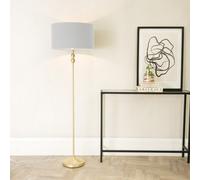 Valuelights Maggie Gold Metal Candlestick Floor Lamp With Grey Fabric Lamp Shade And Led Bulb