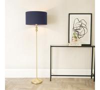 Valuelights Maggie Gold Metal Candlestick Floor Lamp With Navy Blue Fabric Lamp Shade