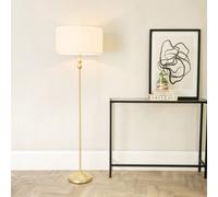 ValueLights Maggie White and Gold Drum Shade Candlestick LED Floor Lamp - Size: 151 x 45 x 45cm - Wilko